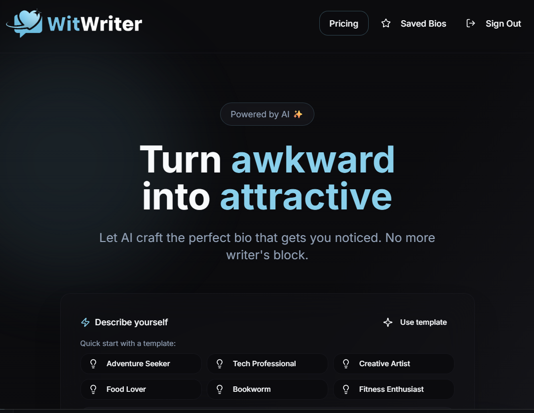 WitWriterAI Bio Builder
